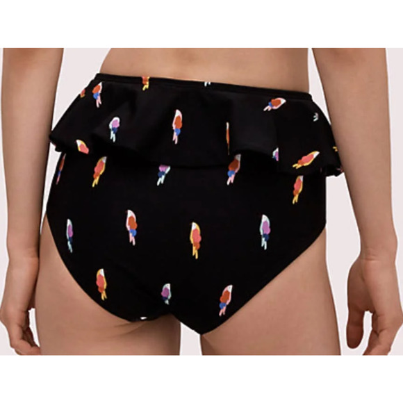 Kate Spade New York Flock Party Parrot Peplum High-Waist Bottoms Black XS NWT - Picture 4 of 6